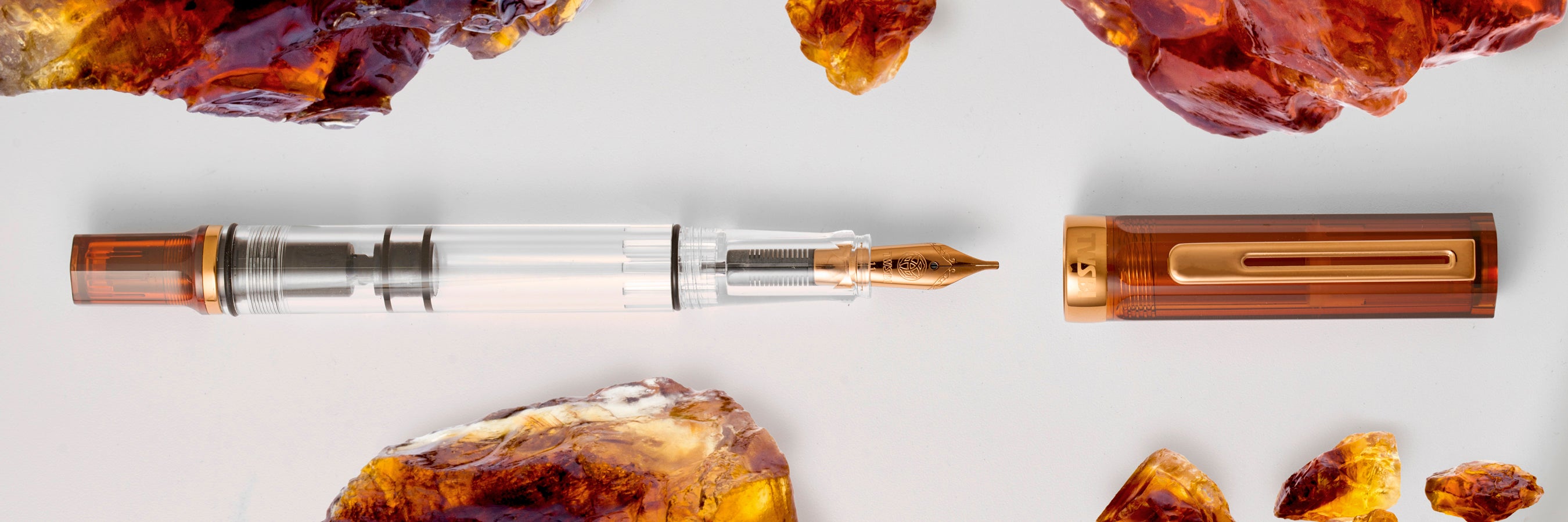 TWSBI ECO Root Beer with Rose Gold trim — piston filler demonstrator — Cityluxe Singapore