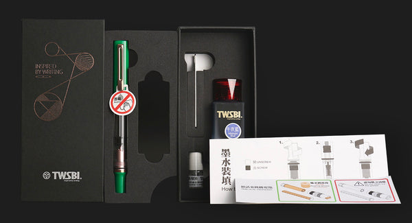 TWSBI ECO-T Royal Jade RoseGold Fountain Pen w/ Midnight Blue Ink Pack