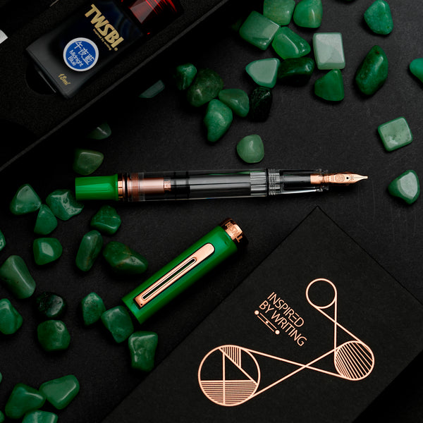 TWSBI ECO-T Royal Jade RoseGold Fountain Pen w/ Midnight Blue Ink Pack